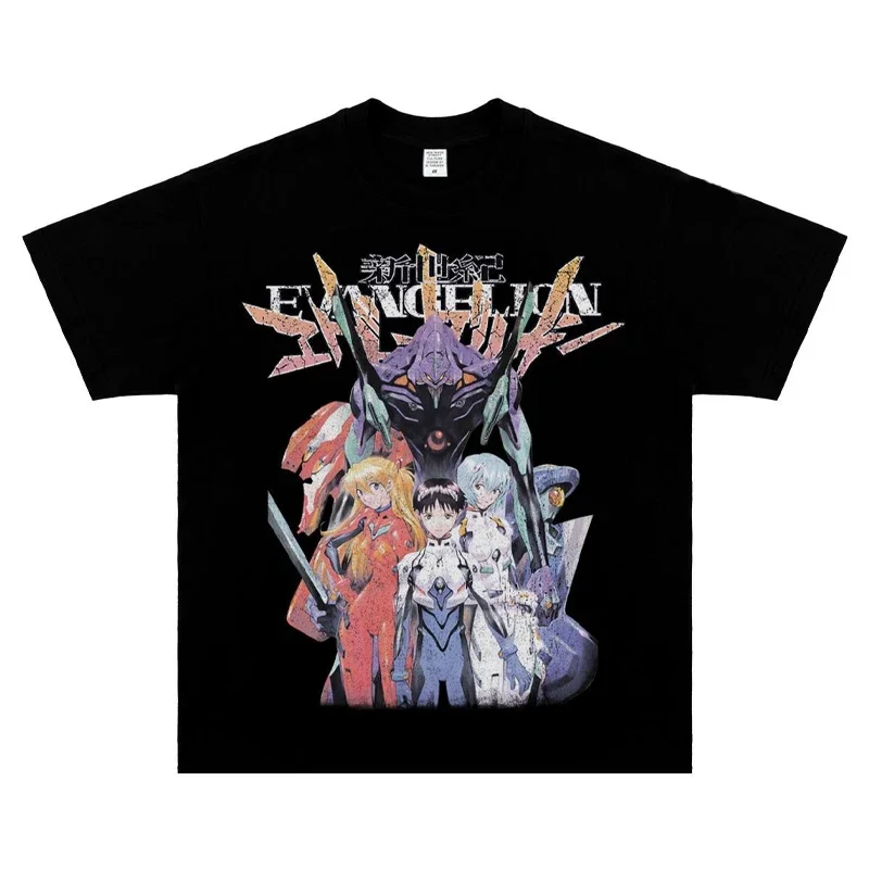 Evangelion Anime T-shirt Summer Short Sleeve Tops Ayanami Rei Hip Hop Street Casual Japanese Outdoor Costumes Loose Fitting Gift