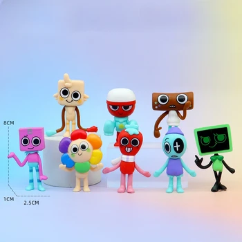 8Pcs/Set Dandy's World PVC Action Figure Toy Cartoon Dandy World Horror Game Model Doll Figurines Kids Birthday Cake Decor