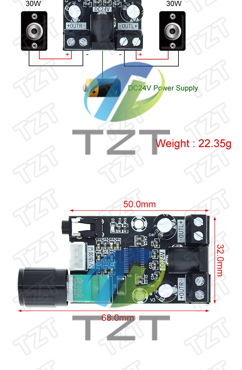 TZT 1/3 Stück XH-A240 DC8-26V TPA3110D2 Audio-Verstärkerplatine Modul 30W+30W Universelle HD Kleine Digitale Verstärkerplatine – Detail 2