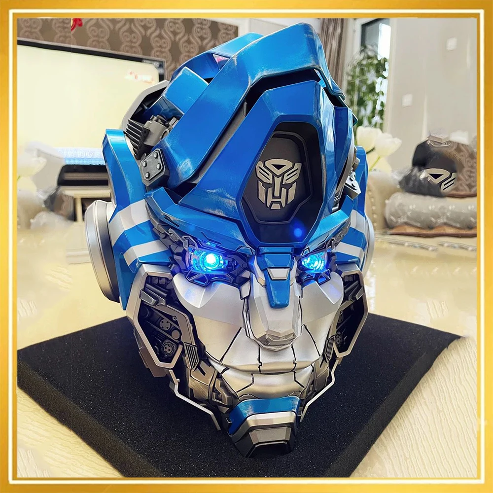 Transformer Megatron Autoking Optimus Prime Mirage Helmet Led Light Voice Control Helmet Anime Action Figurine Model Toy Gifts