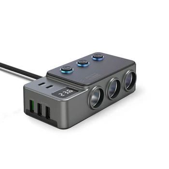 Caricabatteria da auto ad alta potenza da 120 W Convertitore USB C/da a tre prese Adattatore di alimentazione per spina caricabatteria rapido per iPhone GPS Dashcam