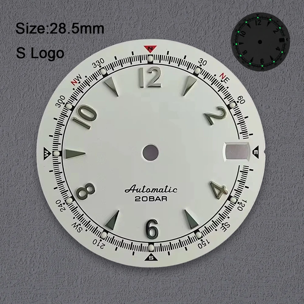 Retro Green Luminous Watch Dial, 28.5mm, for Repair and Customization