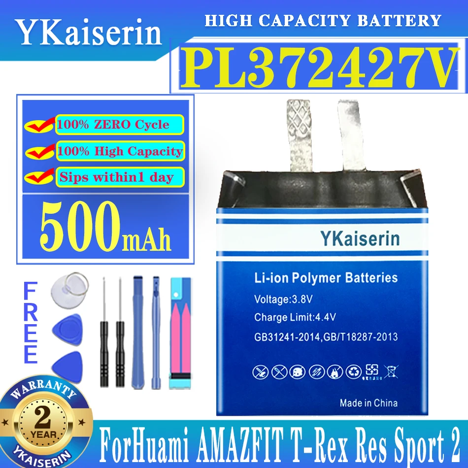 Ykaiserin Pl372427V Batteria Per Huami Amazfit T-Rex Res Sport 2 A1602 A1609 A1619 Gtr 42Mm/Gts A1914 A1913/ Gts2 Mini/Gtr 47Mm