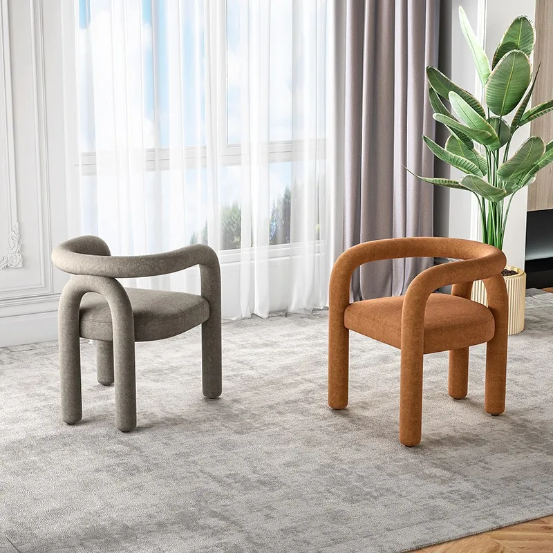 Luxury Makeup Chair Nordic Living Room Furniture Leisure Chair Backrest Dining Lamb Cashmere Sofa Armchair Cosmetic Stool