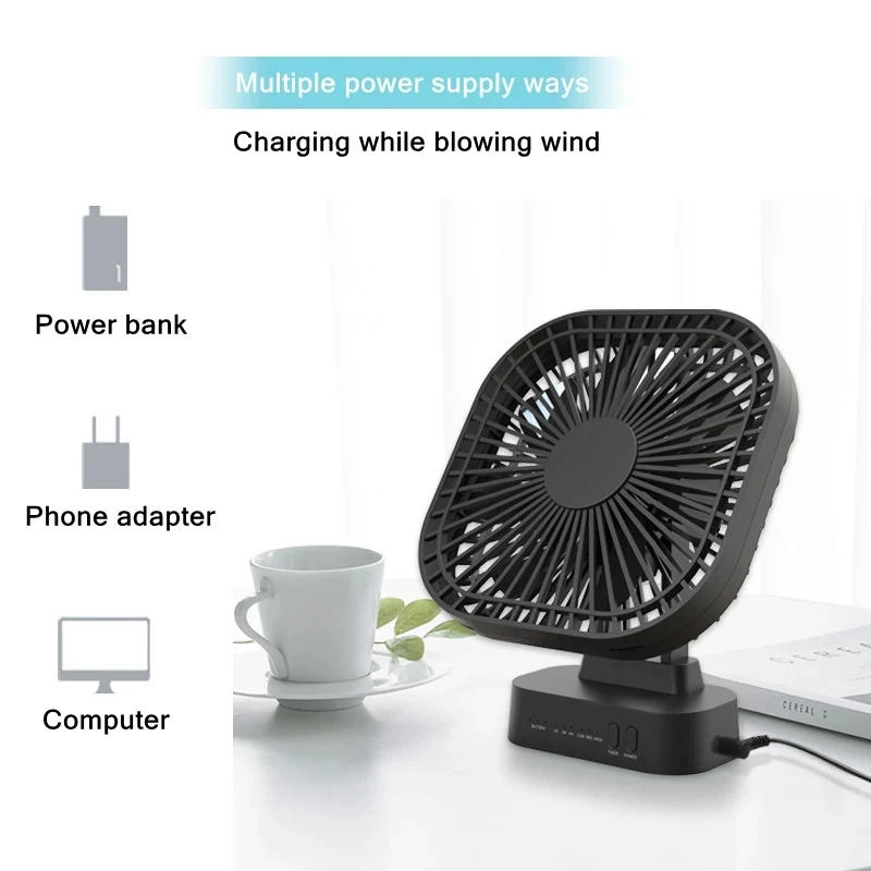 

Mini USB Fan Rechargeable Battery Fan with Timer Strong Wind 3 Speed 7 Fan Leaf Desktop Portable Quiet Office Camping Outdoor