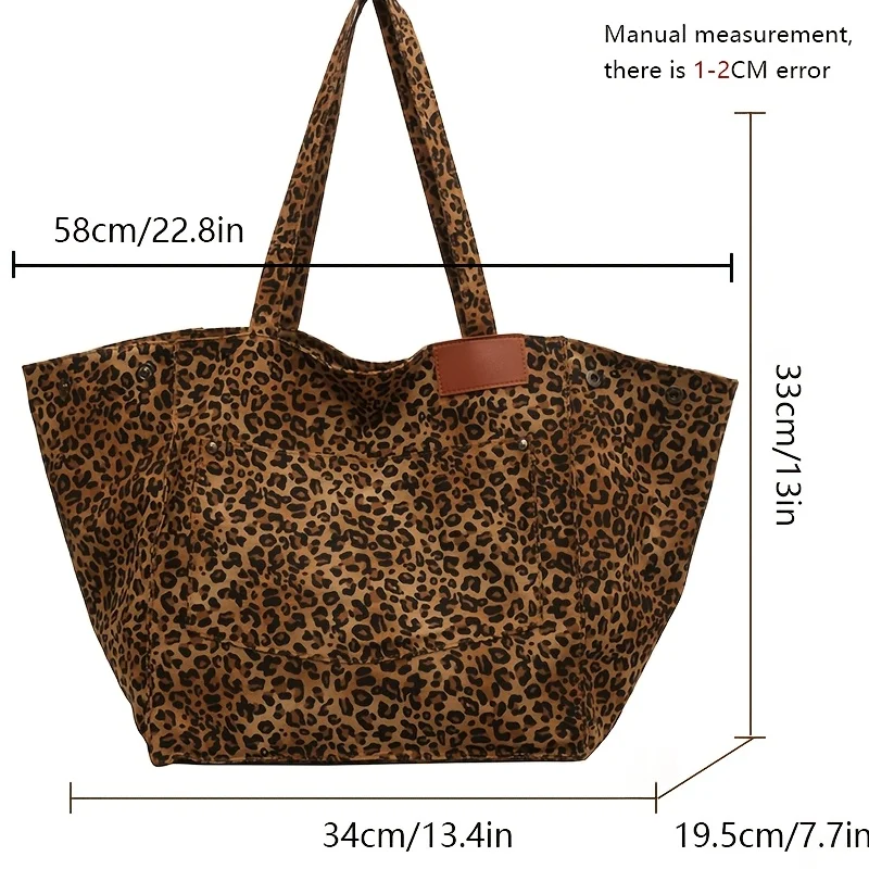 Stylish Leopard Print Tote Bag for Women Lightweight Shoulder Bag with Brown Accents, Perfect for Commuting Handbag Travel Bag