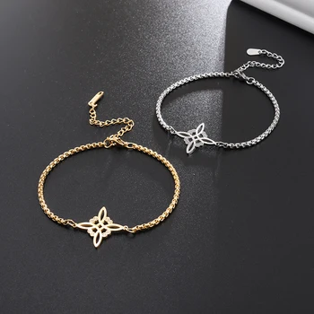Witch Knot Bracelet Stainless Steel Celtic Knot Witchy Symbols Layered Bracelet Adjustable Charm Bracelet for Men Women Girls