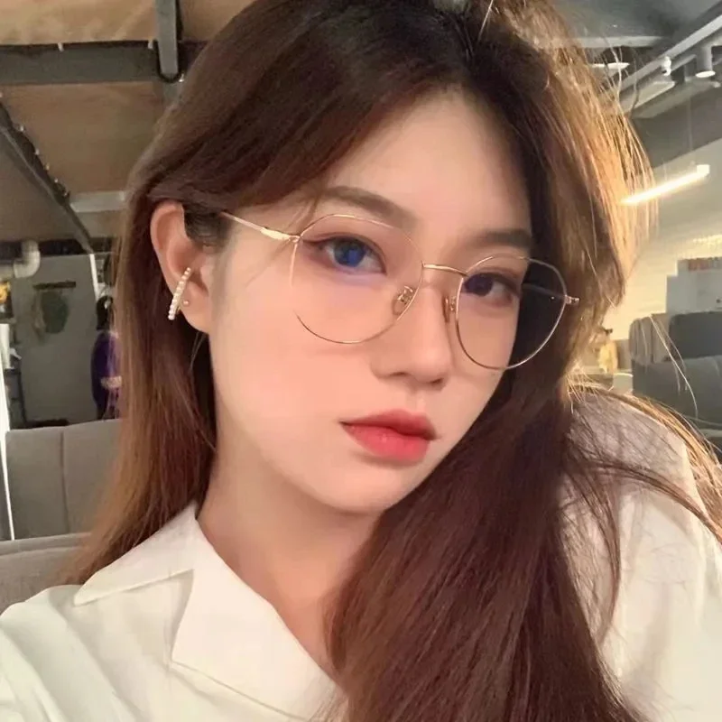 Clear Glasses Women Polygonal Metal Myopia Glasses Mirror Girls Eyewear Anti Blue Light Glasses Fashion Eyeglasses Gafas Oculos 2