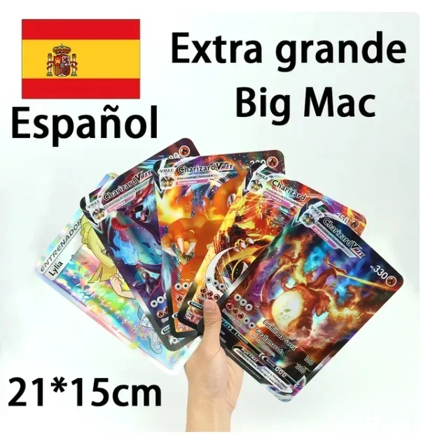 

21*15cm Spanish Oversized Pokemon Cards 30Pcs Jumbo Letters Cards Vmax Vstar GX Arceus Pikachu Charizard Shiny Rare Card Gift