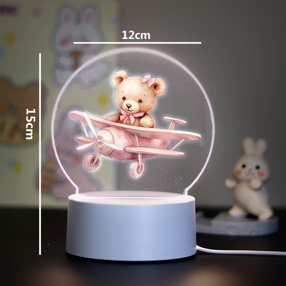 테디 베어 3D 야간 조명 어린이 장난감 생일 크리스마스 선물 어린이 장난감 3D Led 야간 조명 색상 변경