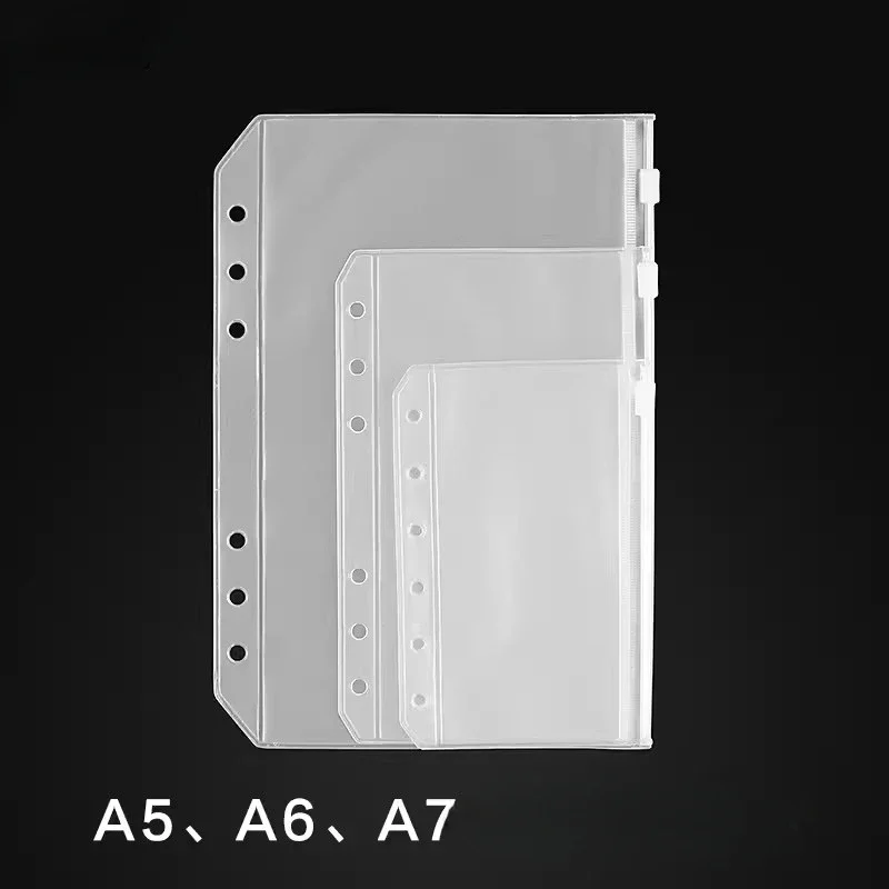 Binder Pockets Binder Zipper Pouch File Folders Waterproof PVC Leaf Filing Bag 5Pcs for file folder