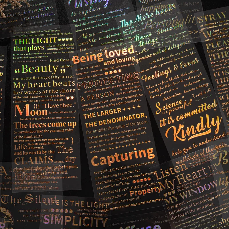 JIANQI 5 stücke 60*150mm Zyklus Phrase Aufkleber Klassiker Worte Collage Tagebuch Kreative Schreibwaren DIY Scrapbooking Dekor Aufkleber