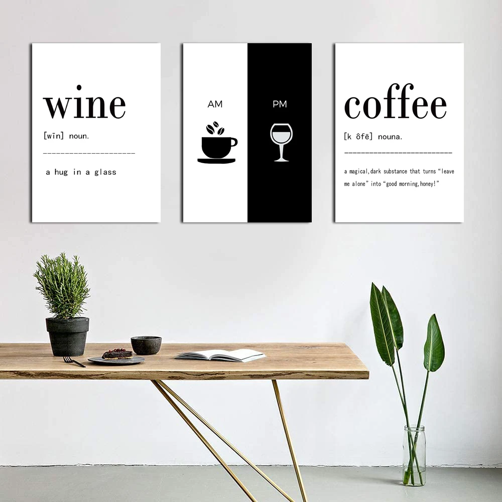 

Modern Art Style Wine Coffee Wall Art Picture For Living Room Canvas Painting Black White Restaurant Nordic and Kitchen Posters
