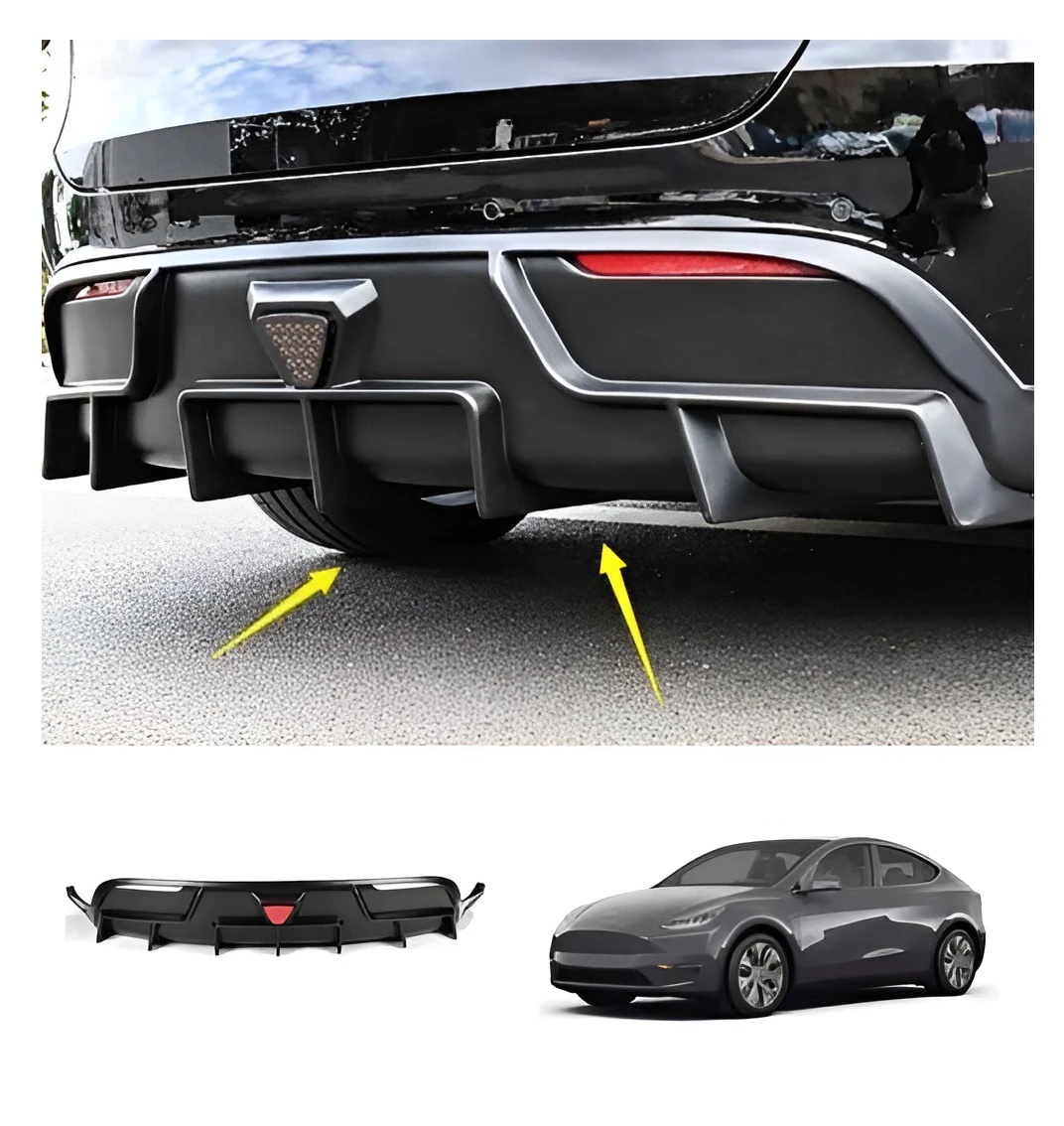 MatteBlackRearBumperDiffuserLipSpoilerRefitForTeslaModelY