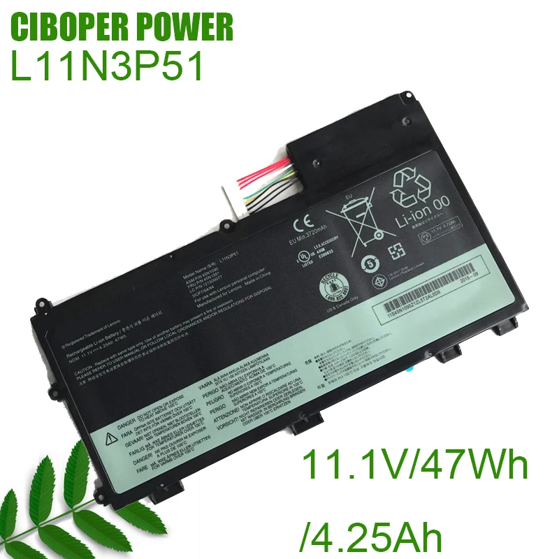 

CP Laptop Battery L11N3P51 11.1V/47Wh/4.25Ah For ThinkPad T430U Ultrabook Notebook L11S3P51, 45N1090, 45N1091, 45N1089,45N1088