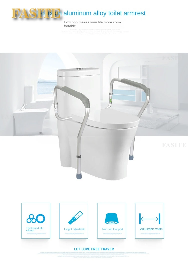 Description Picture 6 of itemAdjustable Toilet Safety Rails Bathroom Accessories AntiSlip Frame Rack Shower Grab Bar Elderly Pregnant Support Handrail