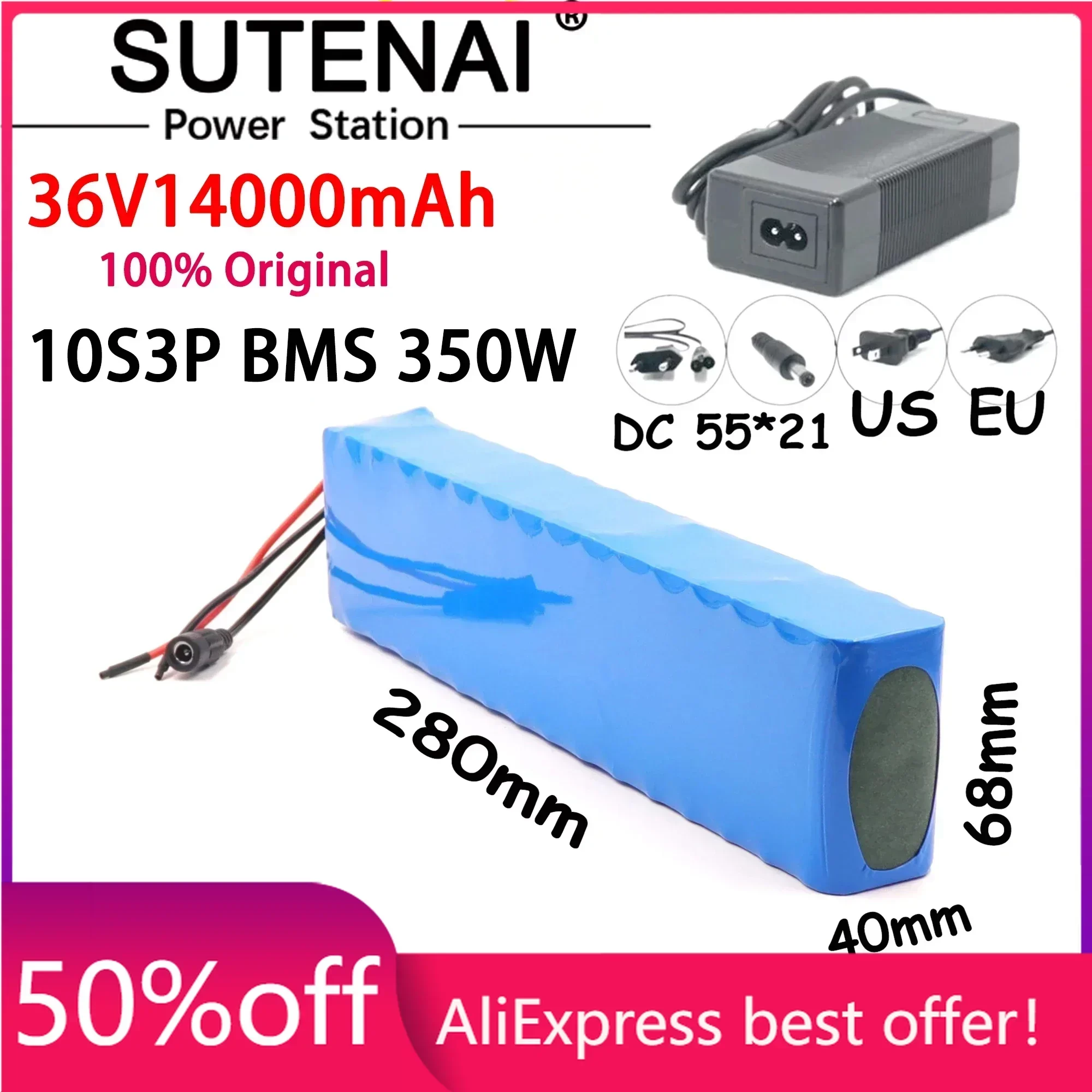 

Ebike 36V 14ah Battery ebike battery pack 18650 Li-Ion Battery 350W High Power and Capacity 42V Motorcycle Scooter with charger