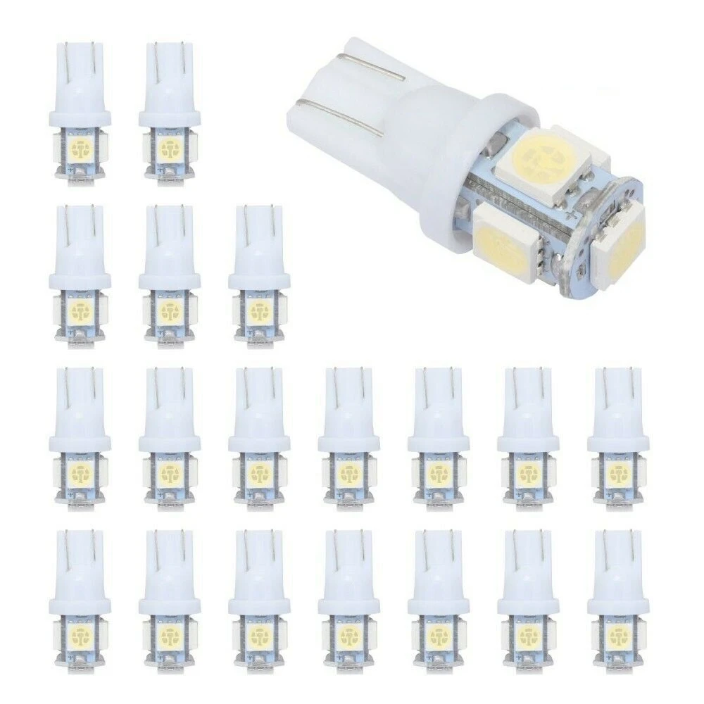 

20Pcs Super White T10 Wedge 5-SMD 5050 LED Light Bulbs W5W 2825 158 192 168