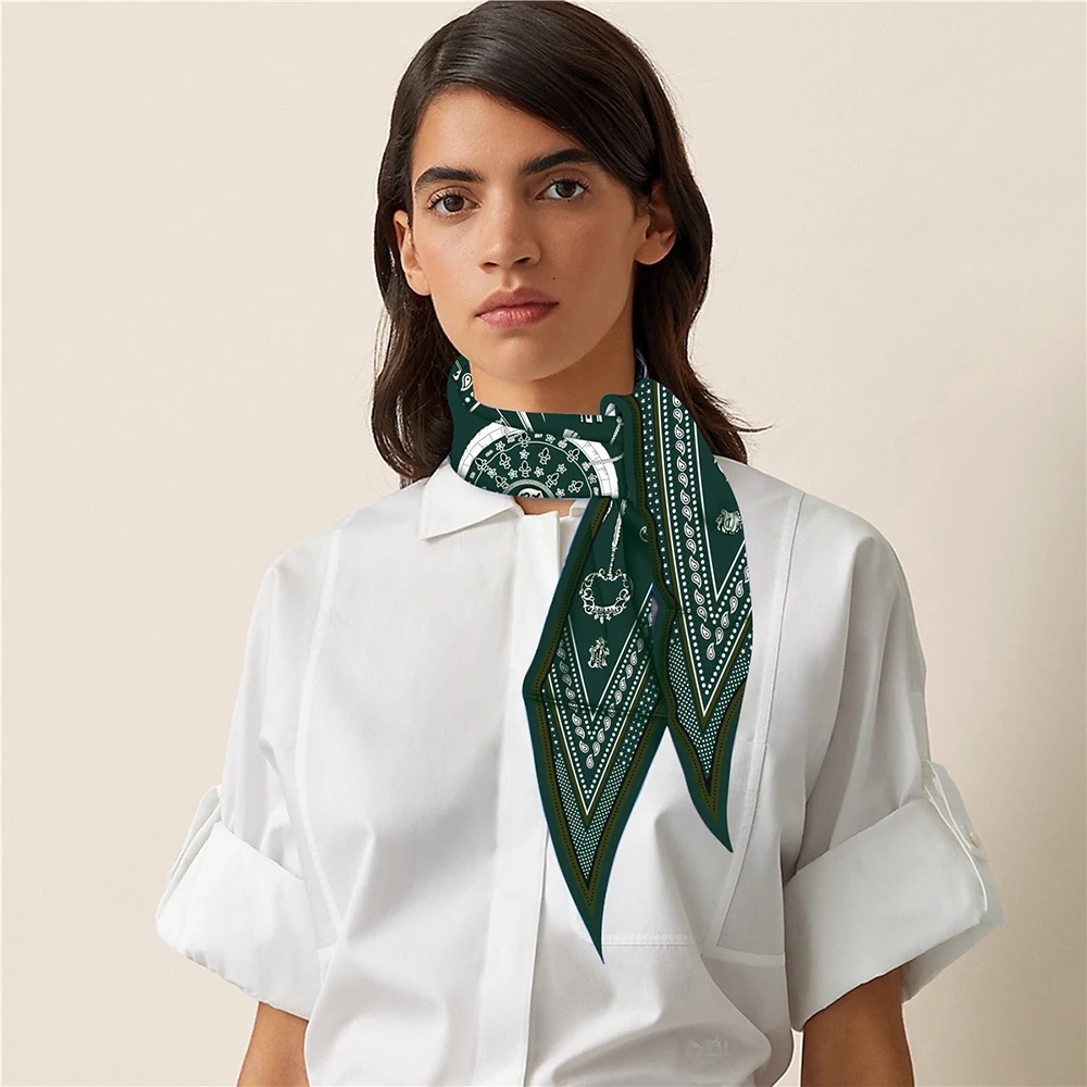 Four Seasons Wild New Live Selling Retro Classic Key Cashew Diamond Scarf Women's Twill Temperament Small Scarf Silk Scarf Scarf 4