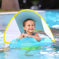 Kids Floats Baby Waist Floating Lying Swimming Ring Pool Toy Swimming Trainer Solid Non-Inflatable Newborn Baby Swim with Canopy 2