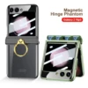For Samsung Galaxy Z Flip 5 Case Electroplating Transparent Magnetic Folding Hinge Ring Bracket With Mirror Film Shockproof Case 3
