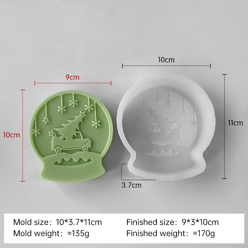 thumbnail image 1 of Molde de silicona con forma de bola de cristal para árbol de Navidad, hecho a mano, para velas aromáticas, molde de resina de yeso, moldes para decoración navideña DIY, 1 of 5