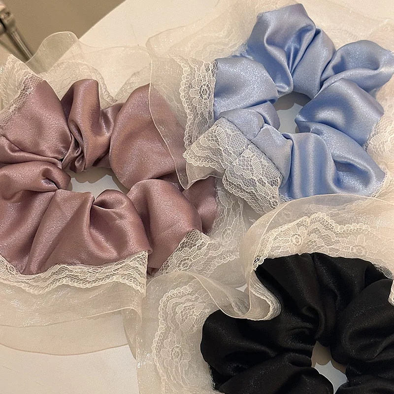 Scrunchie hair accessories lace tie band vintage popular leading
