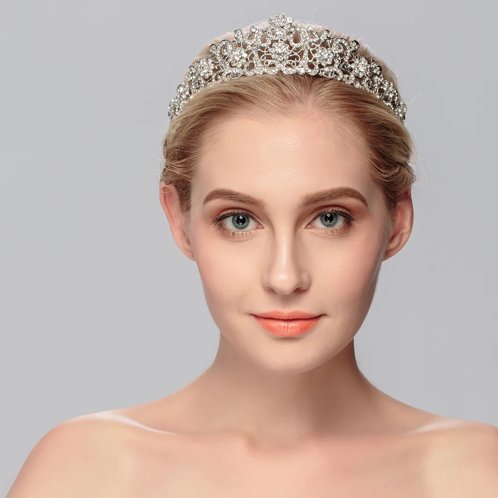 Vintage Bridal Crown Baroque Round Cake Crown Crystal Hair Bands Wedding Dress Headdress Hair Accessories Jewelry