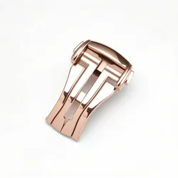 Premium Polished Stainless Steel Watch Clasp - Versatile Deployment Buckle for Watchband Accessories (Rose gold)