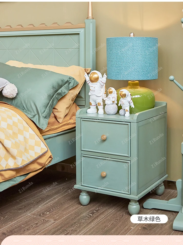 1 American children's bedside table mini simple solid wood storage locker