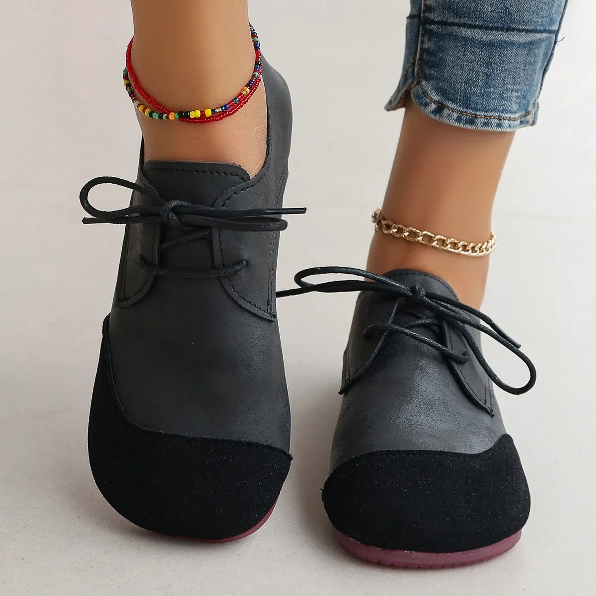 Woman Flats Shoes Loafers Fashion Casual Sports Sneakers Trend Brand Women's Fashion Dress Shoes New Lace Up Femme Zapatos