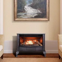 Ventless 25,000BTU Space Saving Free Standing Dual Fuel Fireplace with Built In Thermostat Control Heats up to 1,100 Square Feet 2