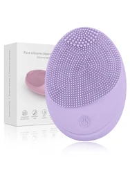 Ultra - Hygienic Silicone Waterproof Sonic Face Cleansing Brush (Purple)