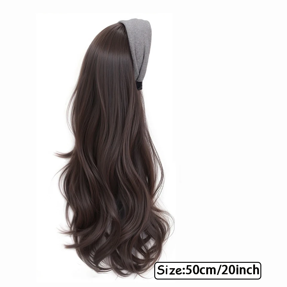 Synthetic Women Elegant Grey Casual Warm Hairbands Turban Bandana Fashion Hair Accessorie wig Headband curly wave wig