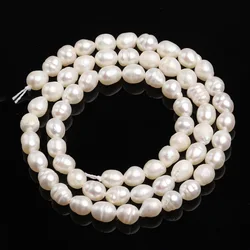 Natural Freshwater White Pearl Oval Beads for Jewelry Making and DIY Accessories (WHITE)