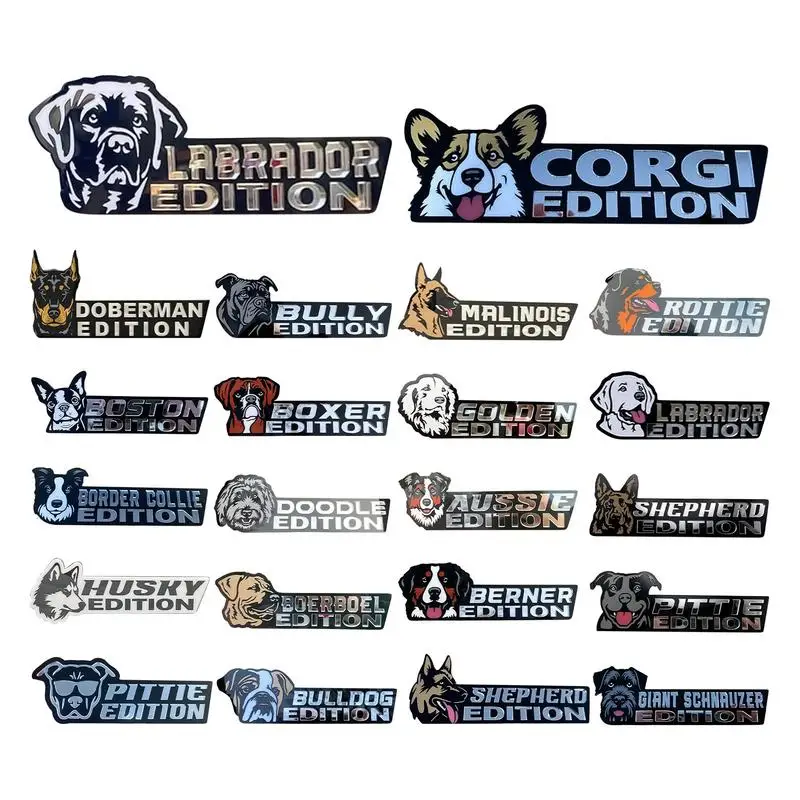 

3D Dogs Badge Acrylic Funny Stylish Car Emblems & Badges German Shepherd Pit Bull Sticker Bulldog Decals Auto Exterior Stickers