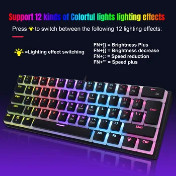 60% wired gaming keyboard, RGB backlight ultra compact mini keyboard, waterproof small compact 61 key keyboard for pc/Mac gamers 17