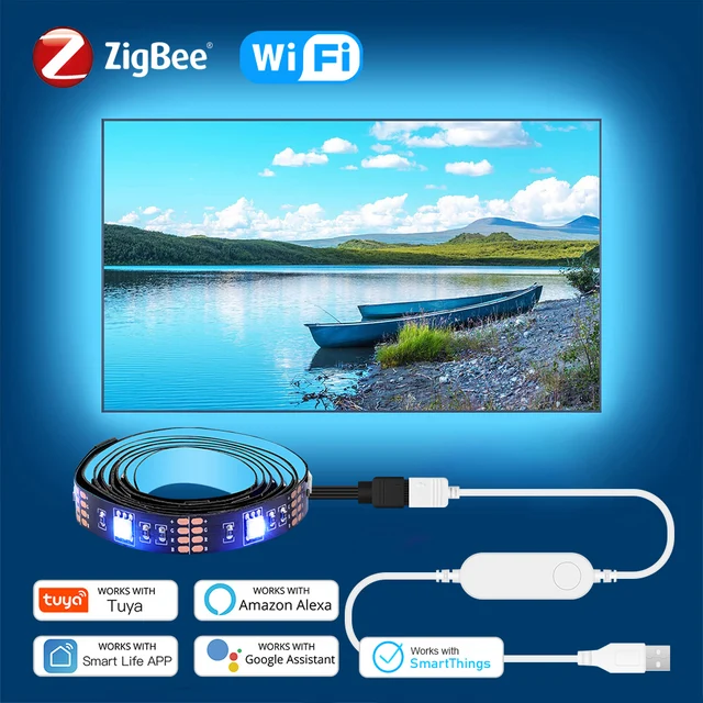 Smart LED Strip Lights RGB 5050 Tuya WiFi Zigbee Phone Control USB LED Flexible Ribbon Tape for TV Backlight Room Home Party 1