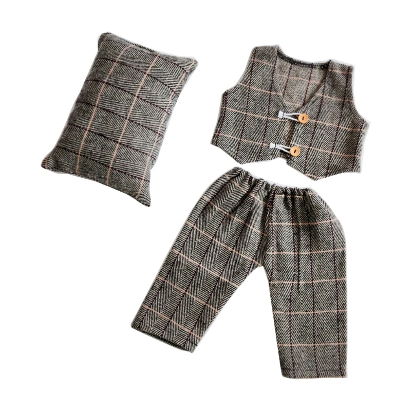 

Infant Newborn Photo Outfits Props Baby Photography Long Pants Waistcoat Pillow