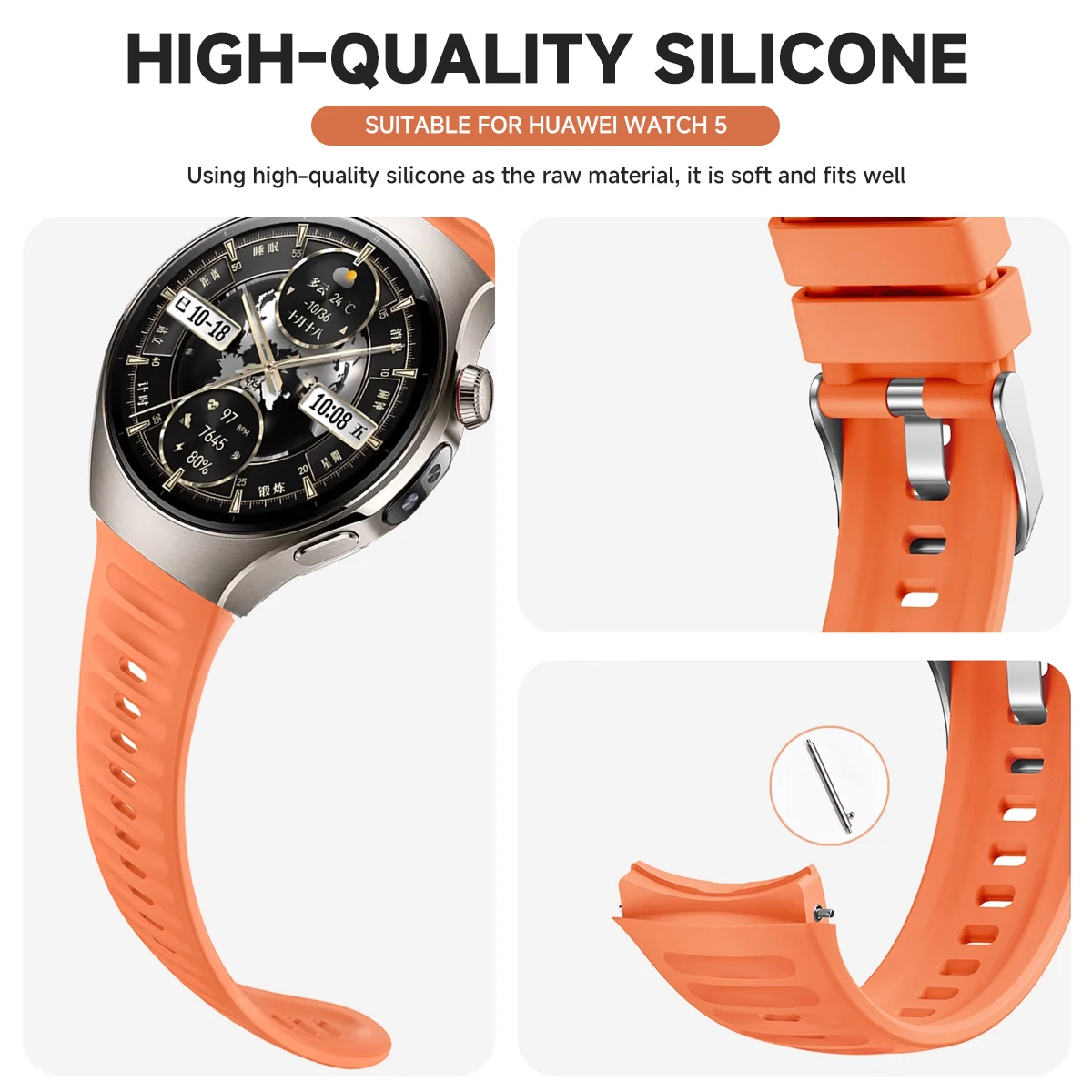 Smooth Silicone Sport Watch Band - Soft and Secure Fit