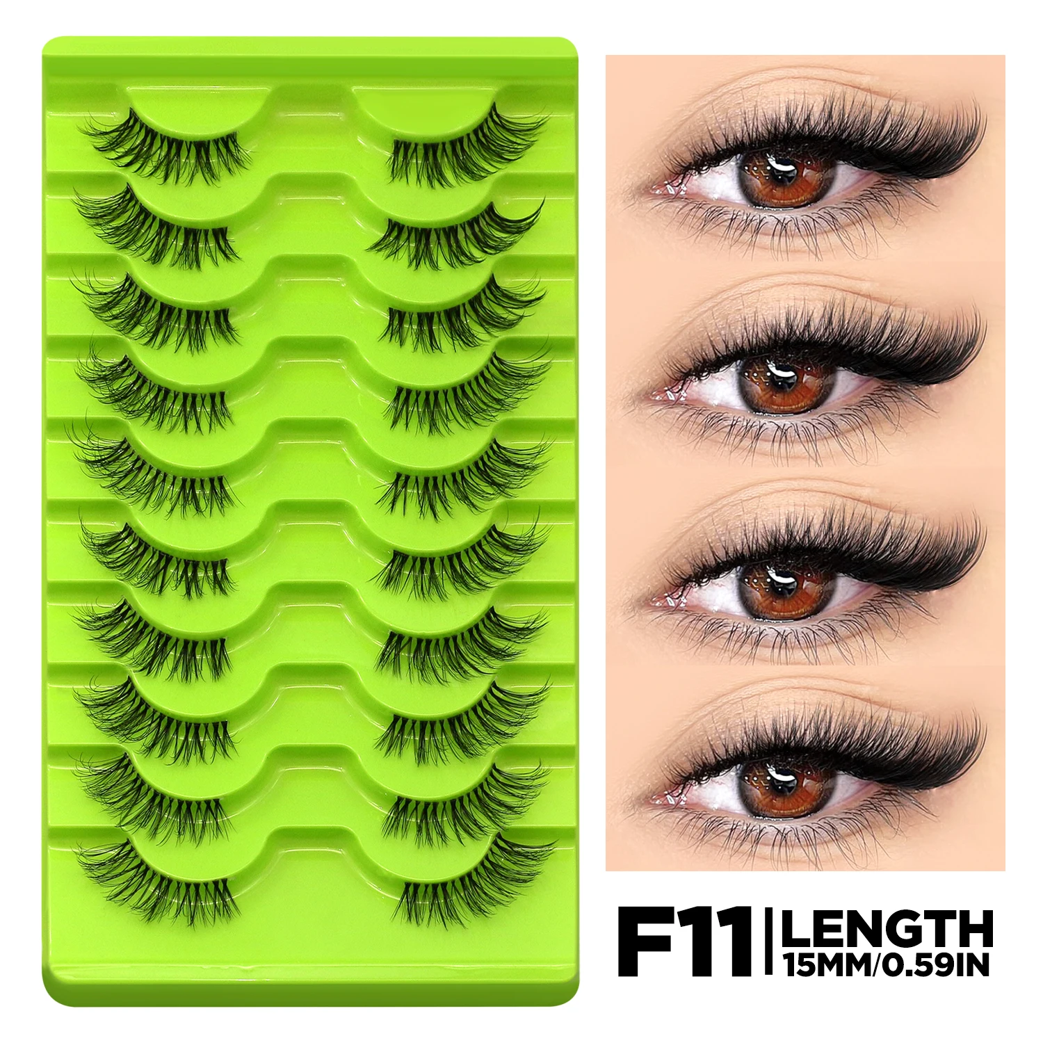 GROINNEYA Half Eyelash Cat Eye Lashes Soft Full Thick Wispy Eyelash Winged End Eye Elongated Eyelash Extension Makeup 7