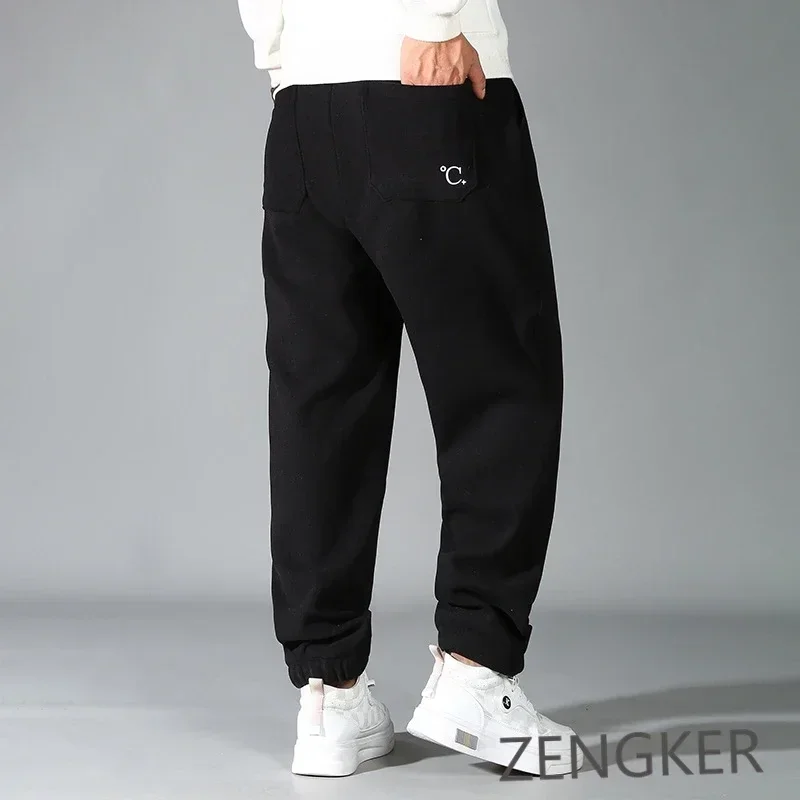 Men's plus size windproof pants winter warmth thick double-sided flannel casual sports pants 12xl 170kg 11XL 10XL cargo pants 3