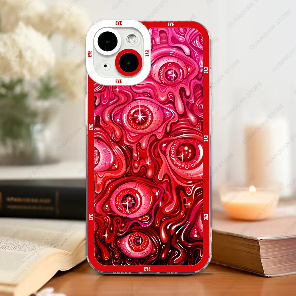 thumbnail image 1 of Funda para iPhone 16 15 14 13 Pro Max 12 Mini 11 XS X XR SE 7 8 Plus cubierta suave ojos extraños, 1 of 5