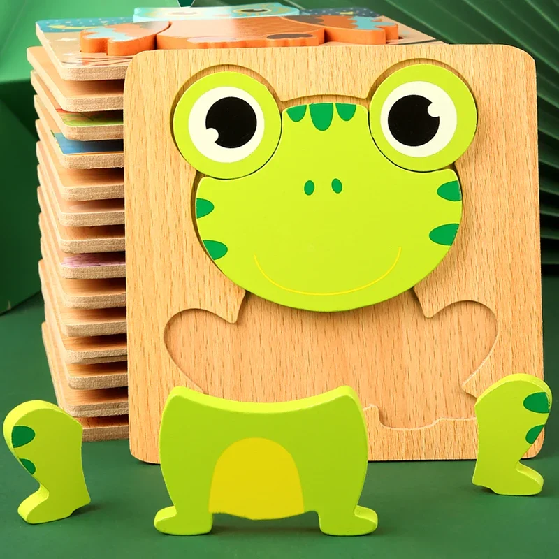 Wooden Puzzles 3D Wooden Puzzle Baby Cartoon Animal Traffic Jigsaw Early Learning Cognition Game Puzzle Toys for Children