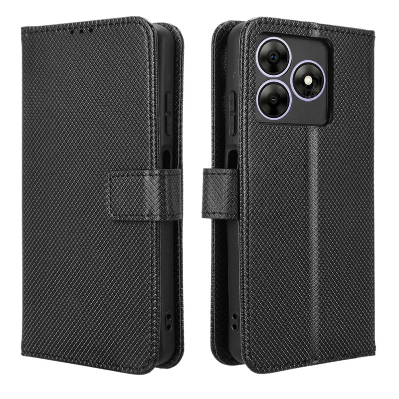 Diamond Pattern Luxury Wallet Leather Strap with Magnetic Closure in Blackview Wave 8/8C