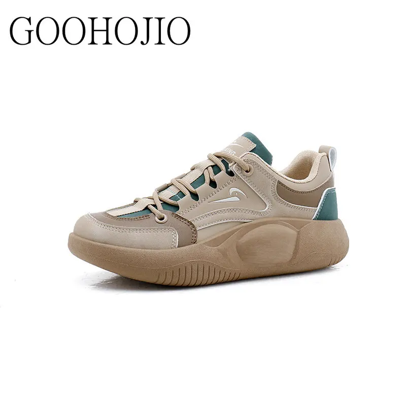 

Женские кроссовки в студенческом стиле, Вулканизированная подошва, толстая подошва, Спортивная Повседневная Удобная дышащая обувь на шнуровке