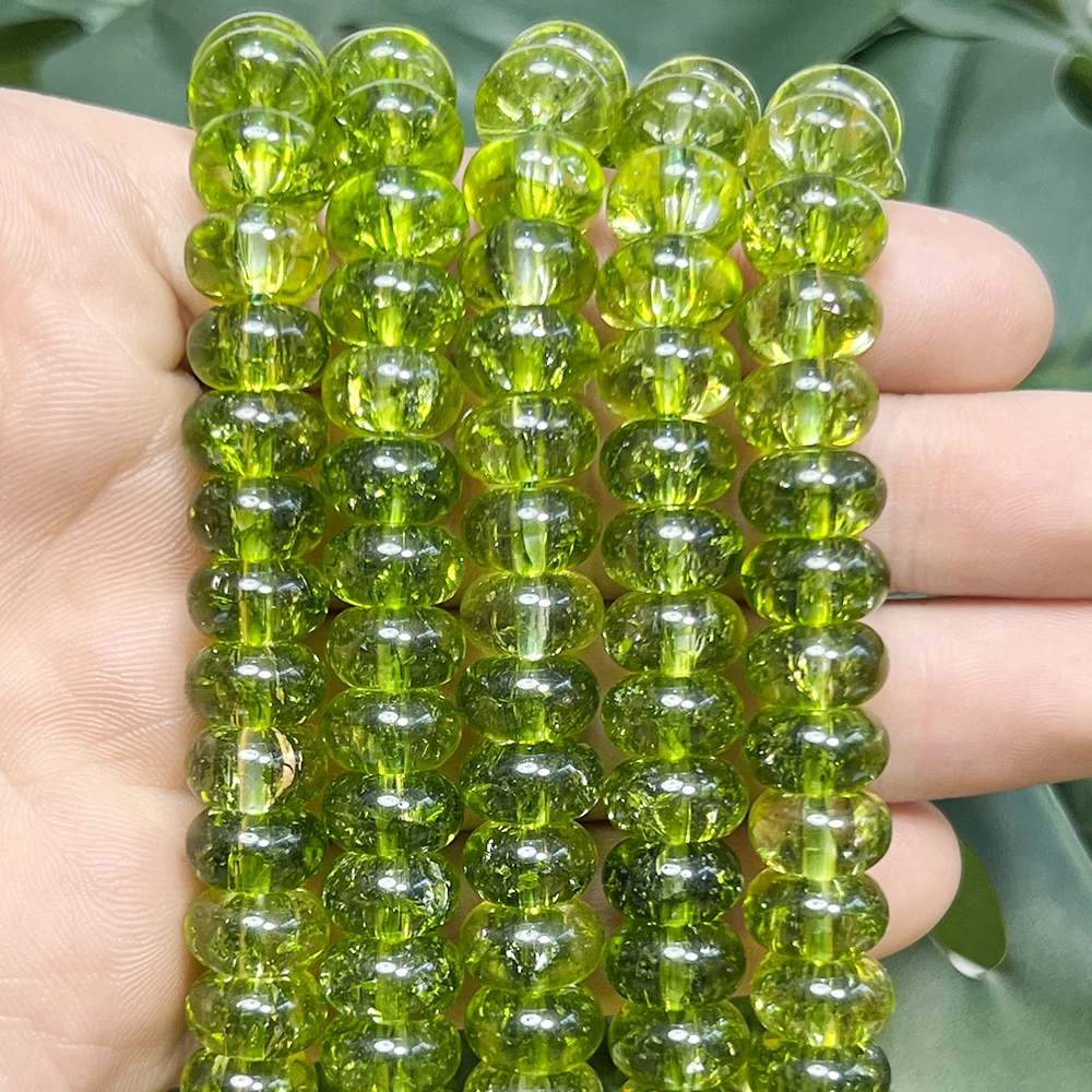 Peridot Schnee gebrochene Kristallglasperlen 6x10mm Rondelle lose Distanzperlen für Schmuckherstellung DIY Armband Halskette 15'' – Detail 5