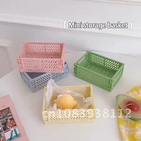 

Folding Plastic Crate Storage Box Collapsible Utility Cosmetic Sundry Toys Container Desktop Holder Basket Home Storage Tool