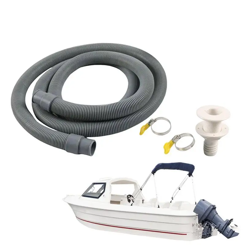 Bilge Pump Installation Kit Flexible PVC Drainage Pipe Hose Heavy-Duty Bilge Pump Hose With Clamps And Fitting For RV & Boating 5pcs 10 38mm hose clamp clips adjustable plastic handle hand wriggle hose clamps pipe clip for flexible duct fastening