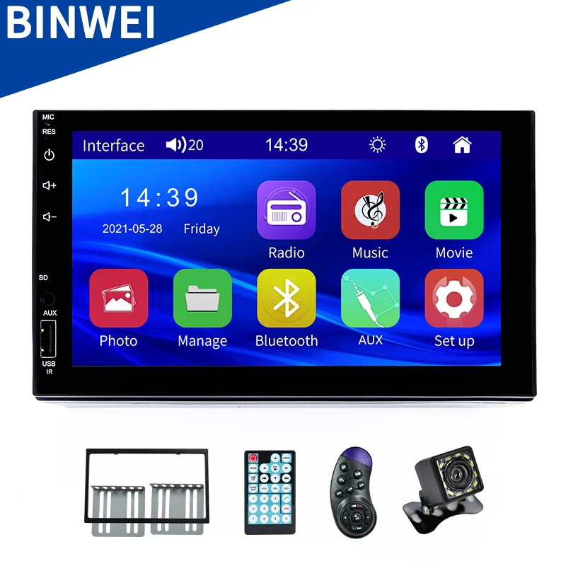 Car Radios BINWEI 2 Din Car Radio 7INCH HD Autoradio Multimedia Player 2DIN Touch Screen Auto Audio MP5 Bluetooth USB TF FM Camera car audio near me